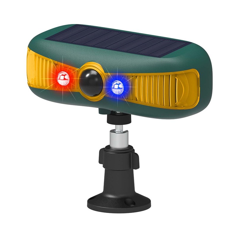 Solar Motion Sensor Alarm, 129dB Siren with Red/Blue Strobe Lights, 4 Modes S...