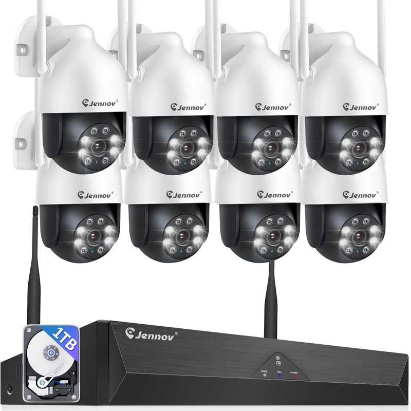WiFi Wired Security Camera Wireless CCTV System Audio 1TB HDD 5MP 10CH NVR