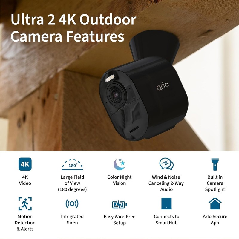 Arlo Ultra 2 4K Wireless Security Camera System with Dual-band WiFi and SmartHub gallery