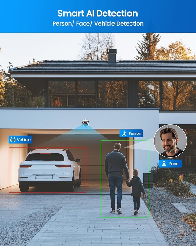 ZOSI 2.5K 4MP WiFi PTZ Security Camera Dual-Lens Wired Human Car Detect Audio gallery