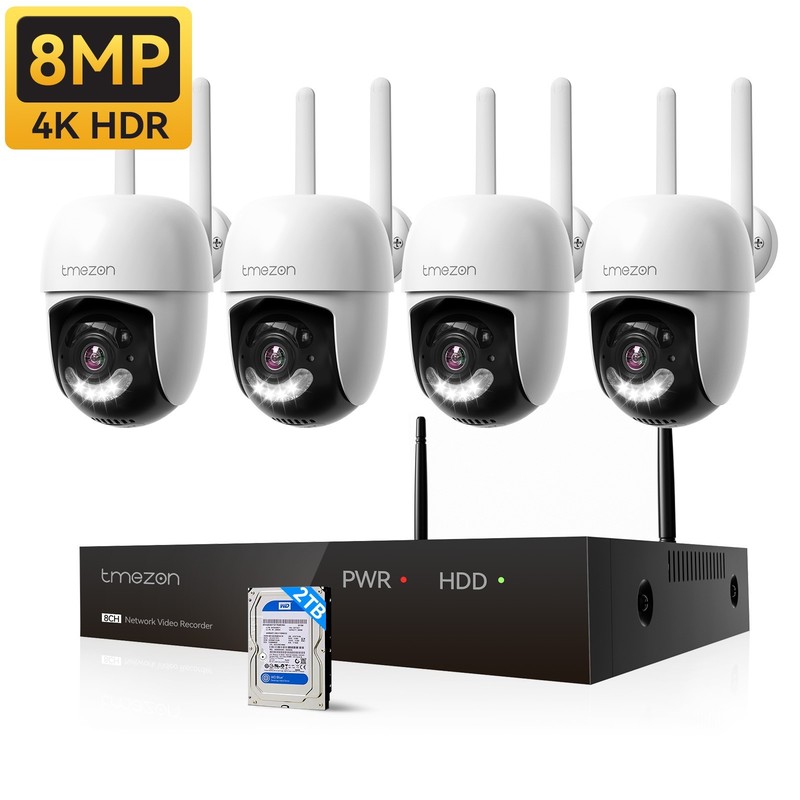 Wireless 8MP Security Camera System 10CH Wifi NVR 2-Way Audio 24/7 Recording 2TB gallery