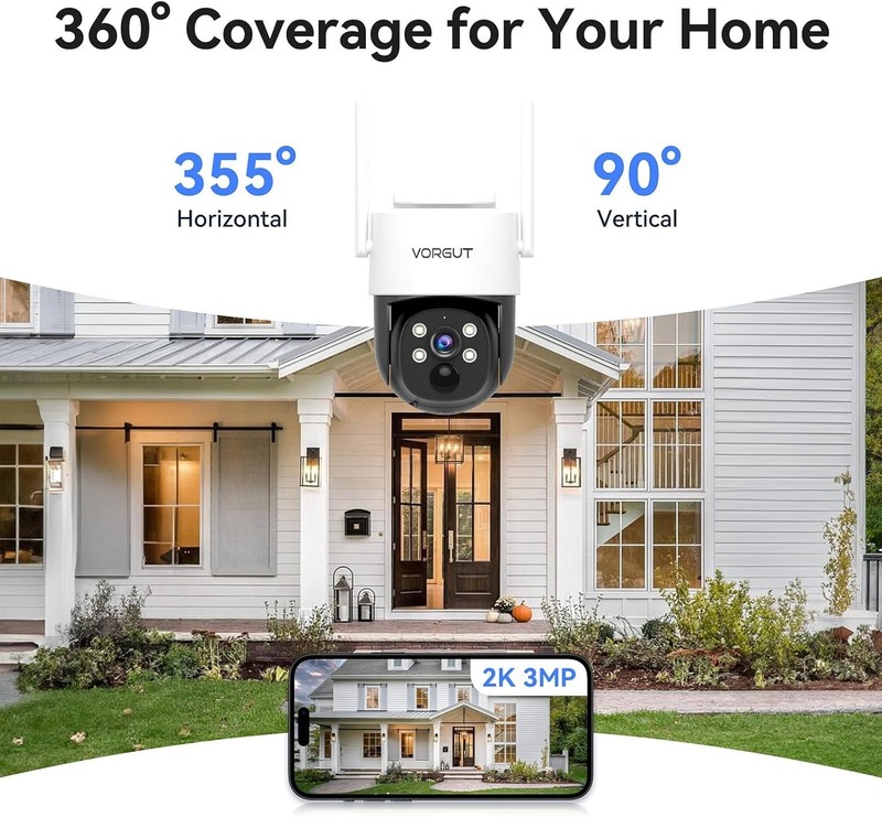 (YGL) Solar Wireless Security Camera System 2.5K PTZ 2 Cameras 10” Monitor NVR gallery