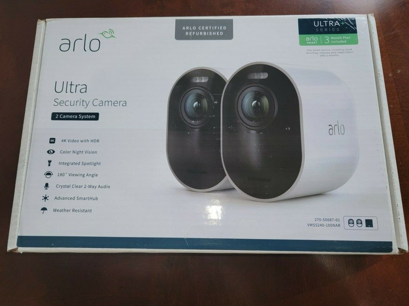Arlo Ultra VMS5240-100NAR 4K UHD Wire-Free Security 2 Camera System Arlo Renewed