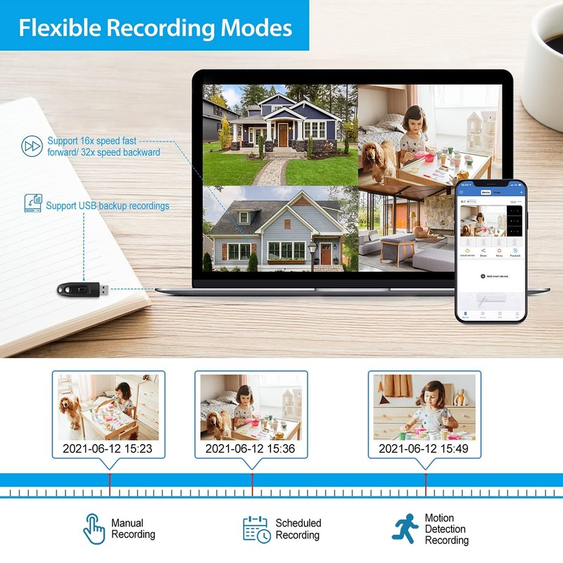 JouSecu 8CH Home Security Camera System Outdoor Indoor, 2MP HD 5-in-1 Surveil... gallery