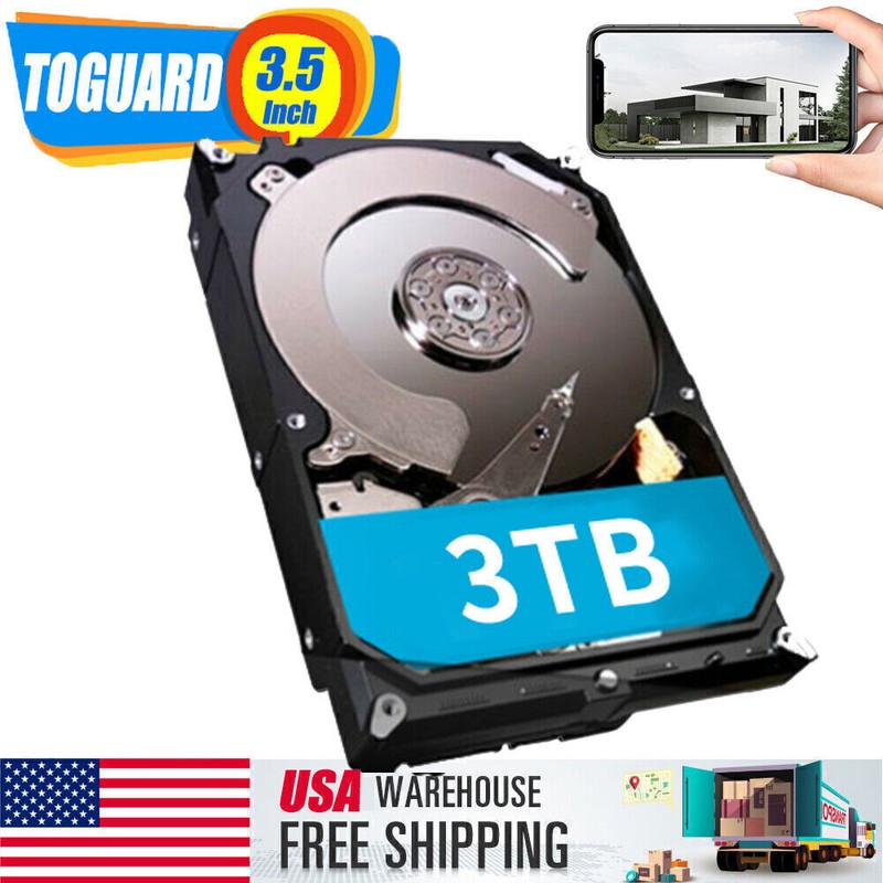 3TB Hard Drive SATA3.5 HDD For Outdoor Home Security Camera System CCTV NVR DVR