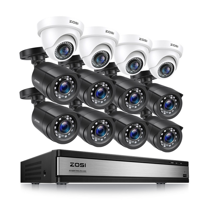 ZOSI 16CH H.265+ 5MP Lite DVR 2MP Home Security Camera System 1080P Wired CCTV