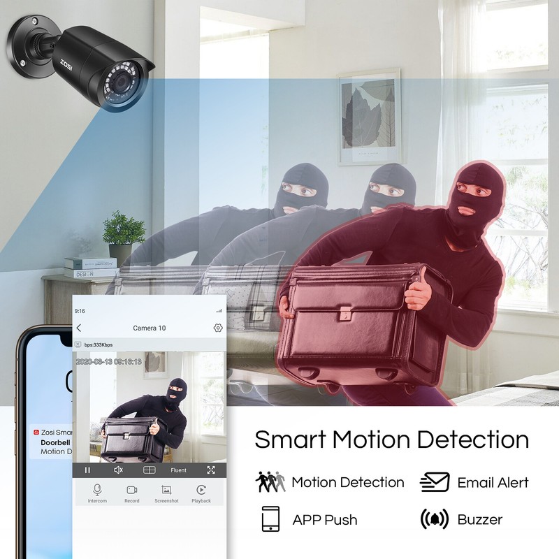 ZOSI H.265+ 8CH 5MP Lite DVR 2MP Outdoor Home Video Surveillance Camera System gallery
