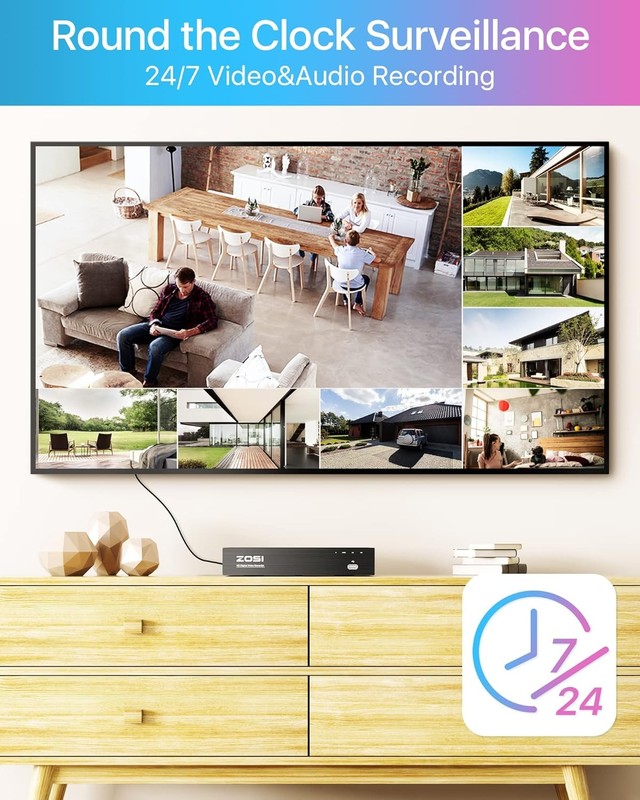 ZOSI 8CH 4K 8MP Outdoor PoE Security Camera System AI Vehicle Detection 2TB HDD gallery