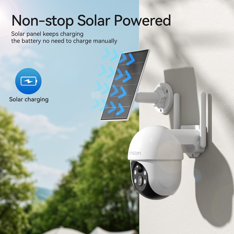 4MP Solar Battery Powered Camera PTZ Wireless Security System 2.4G&5G Monitor gallery