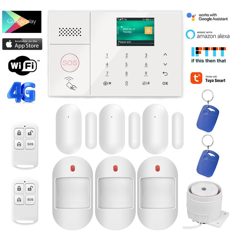 Tuya Smart WiFi+4G Wireless Home Security Alarm System+Alexa+Google Assistant