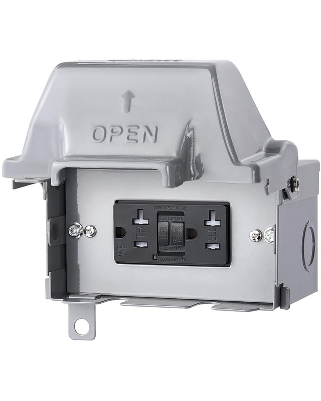 SURAIELEC Outdoor Outlet Box Waterproof, 20 20A GFCI (Horizontal Box), Grey