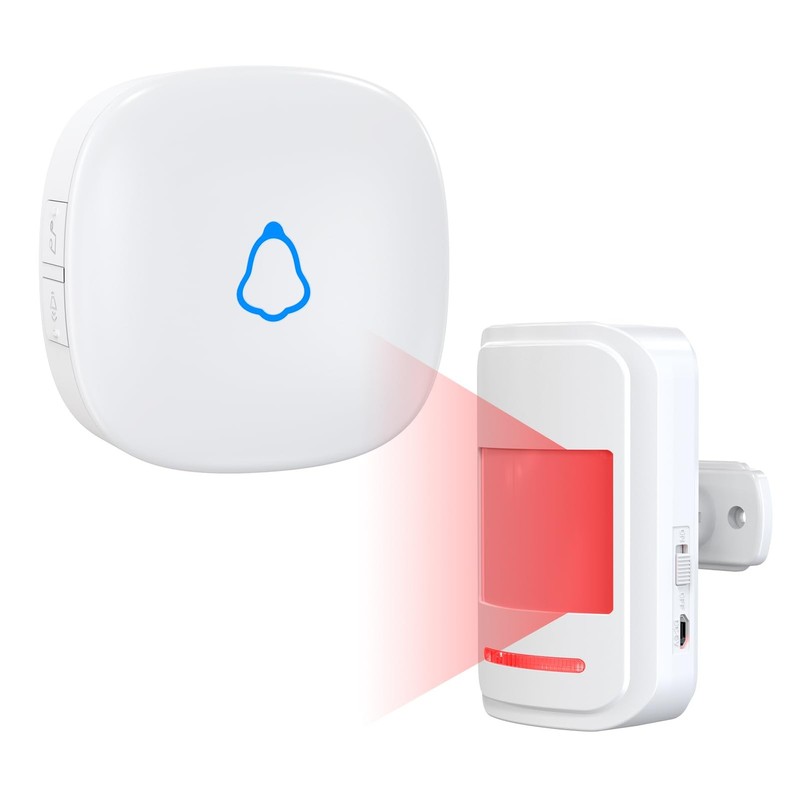 Motion Sensor Door Chime, METAK Wireless 1 Receiver + 1 Sensor, White