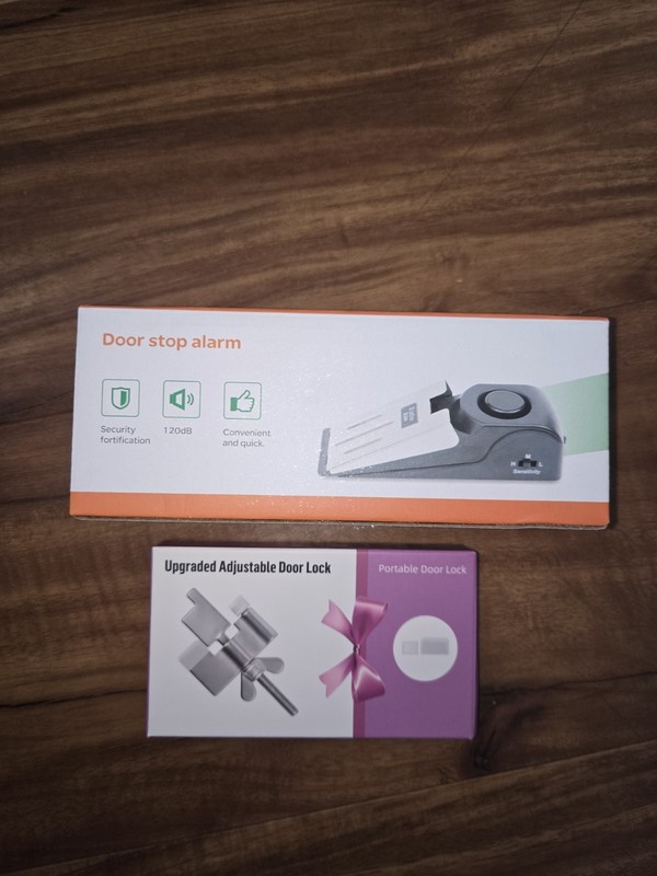 1 Pack 120dB Travel Door Stopper Alarm & Portable Door Lock, 3-Level Sensitivity