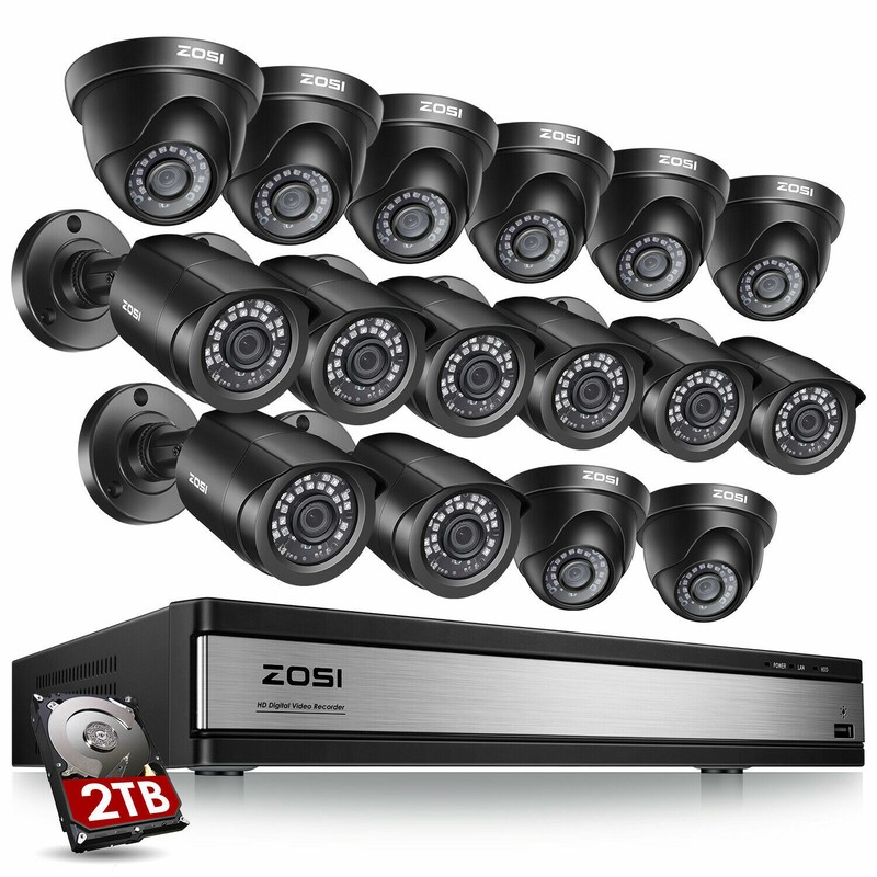 ZOSI 16 Channel H.265+ DVR 1080p Security Outdoor Camera System Night Vision 2TB gallery