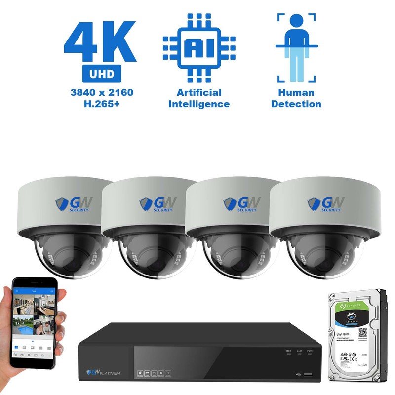 8 Channel NVR 4 4K PoE IP Color Night Vision Microphone Security Camera System
