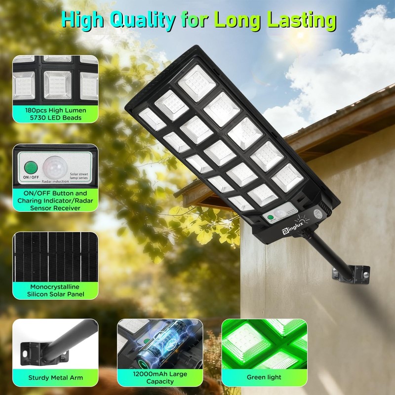 BINGLUX Hog Lights for Night Hunting - 20000LM Solar Green Light Black gallery