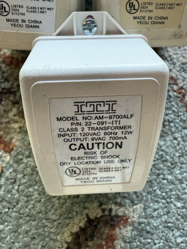 GE Interlogix 22-091-ITI, 9VAC, 700mA, AM-9700ALF Power Transformer