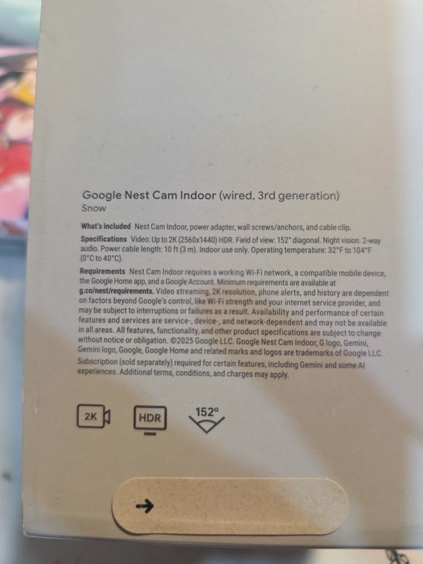 NEW Google Nest Indoor Security Camera (Wired, 3rd gen) - Snow gallery