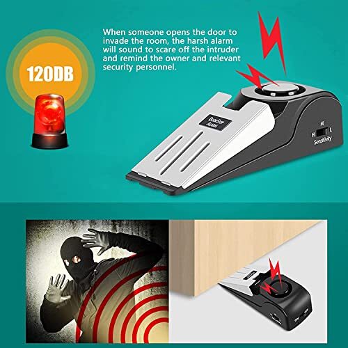 New Door Stop Alarm & Portable Security Door Lock Set for Travel Hotel Room Home gallery