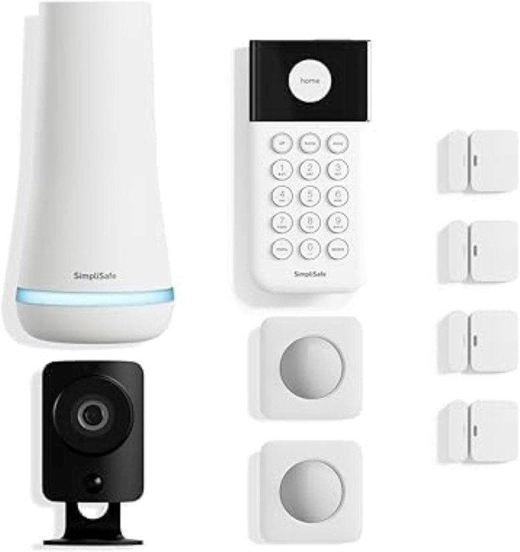 9-Piece Wireless Security System w/ HD Camera & 24/7 Monitoring, Alexa/Google Co