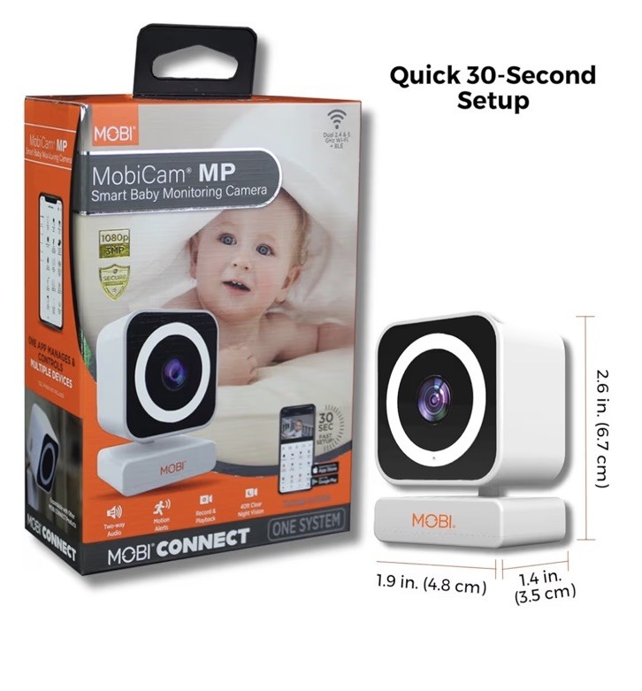 MobiCam MP Smart Baby Monitoring Camera, Security, Dual 2.4 & 5 GHz Wifi + Ble