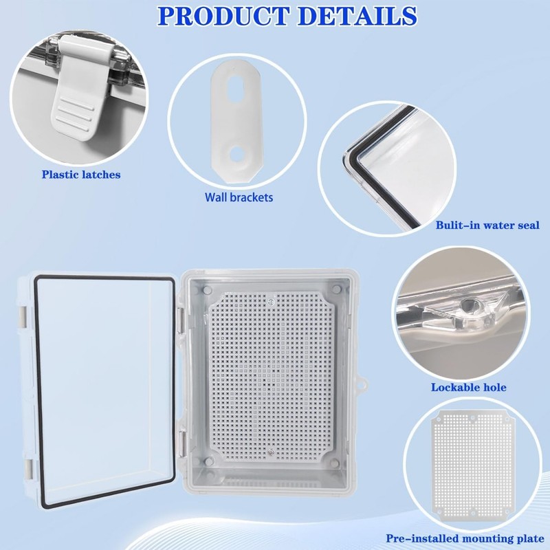 Waterproof Outdoor Electrical Box Junction 8.7 x 6.7 x 4.3, Clear gallery