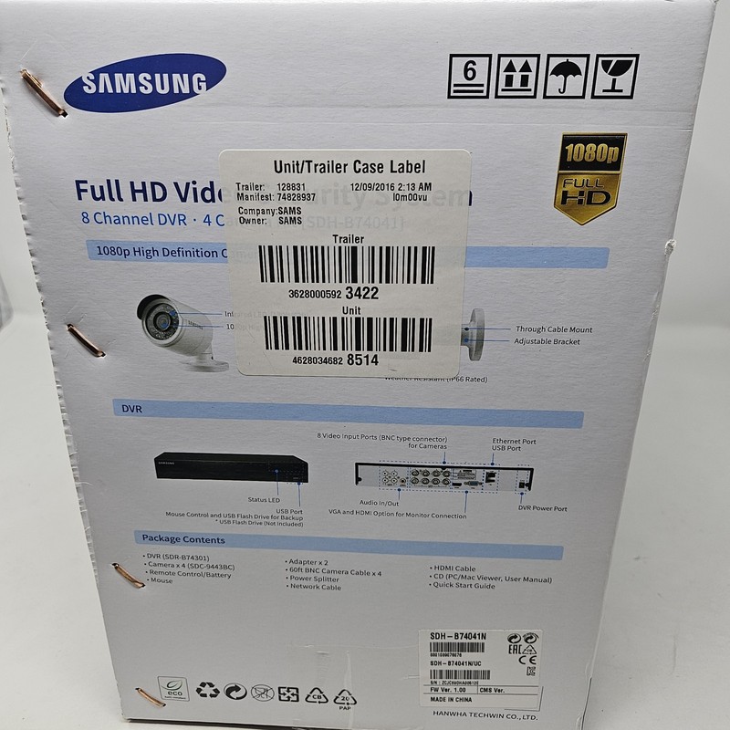 New - Full HD Video Security System 8 Channel DVR • 4 Camera Kit [SDH-B74041] gallery