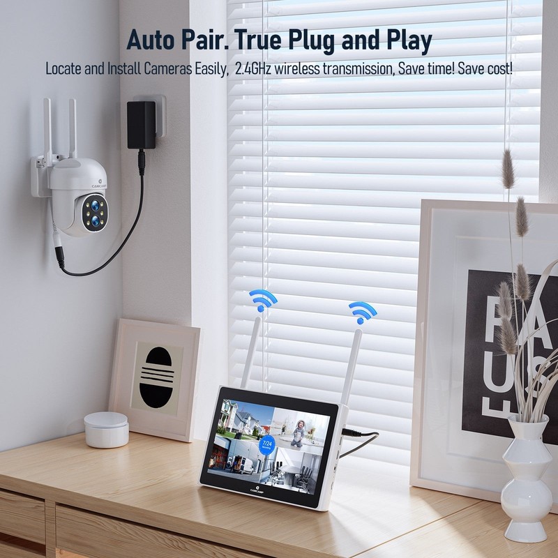 10CH WiFi Wireless Security Night Vision Camera System with Monitor PT 10X Zoom gallery