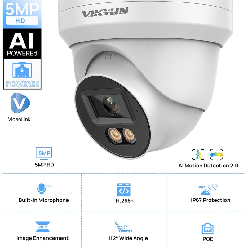 Vikylin 16CH NVR System Mini Turret 5MP IR MIC POE Security Camera homekit Lot gallery