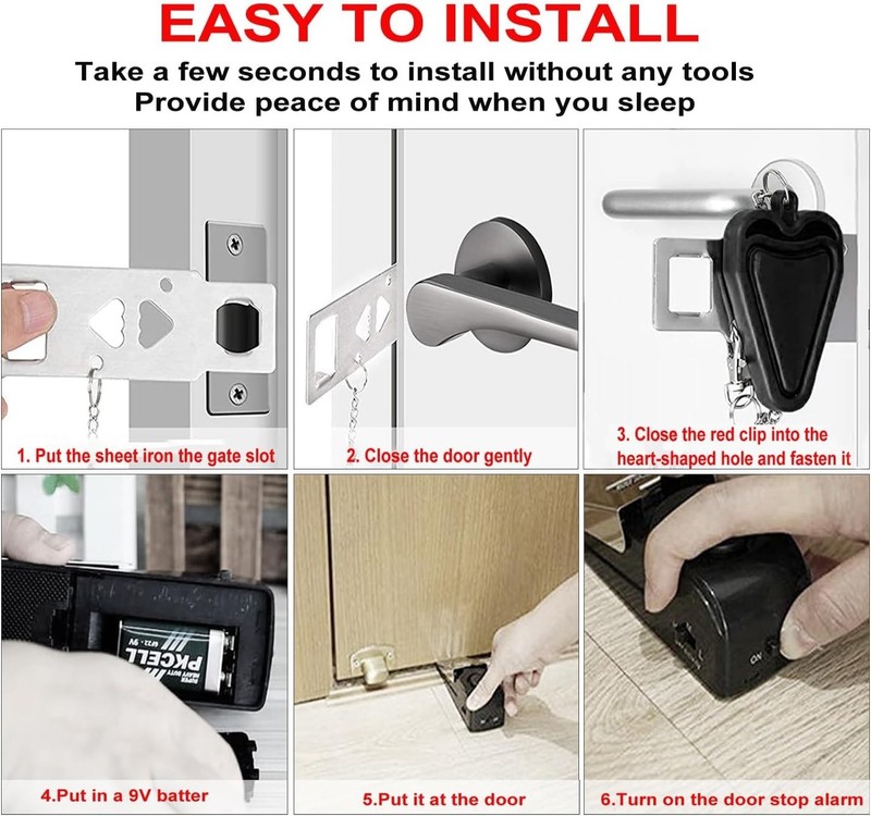 Easy Install Door Stop Alarm with Portable Lock for Enhanced Privacy & Security gallery