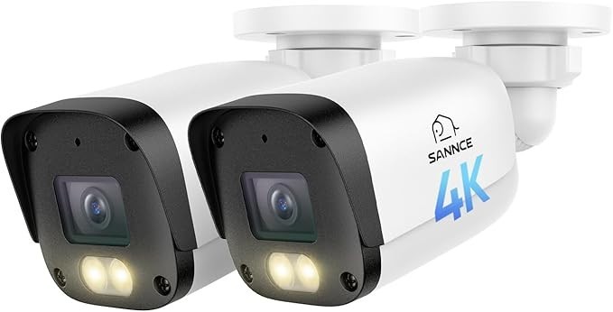 SANNCE 4K PoE Security Camera – AI Detection, Color & IR Night Vision (2 Pack)