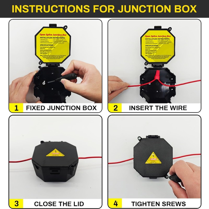 MIARALA Black Open Splice Junction Box (10 Pack), Wire gallery