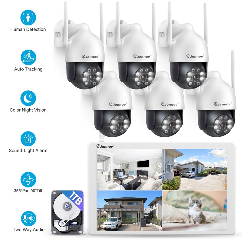 Outdoor Wireless Security Camera System with Night Vision & WiFi NVR &Hard Drive