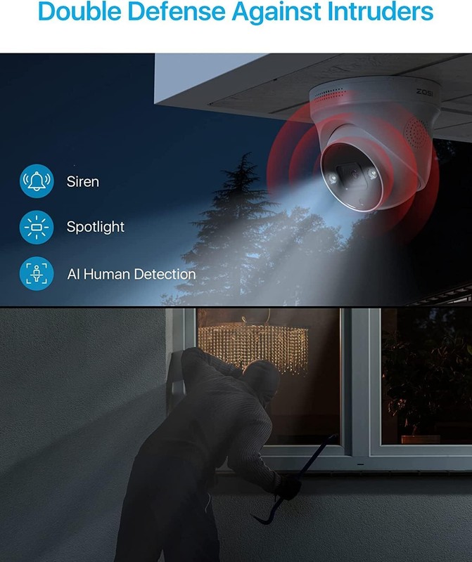 ZOSI 8MP 4K Outdoor PoE Security Camera System Audio for Home 24/7 Recording gallery