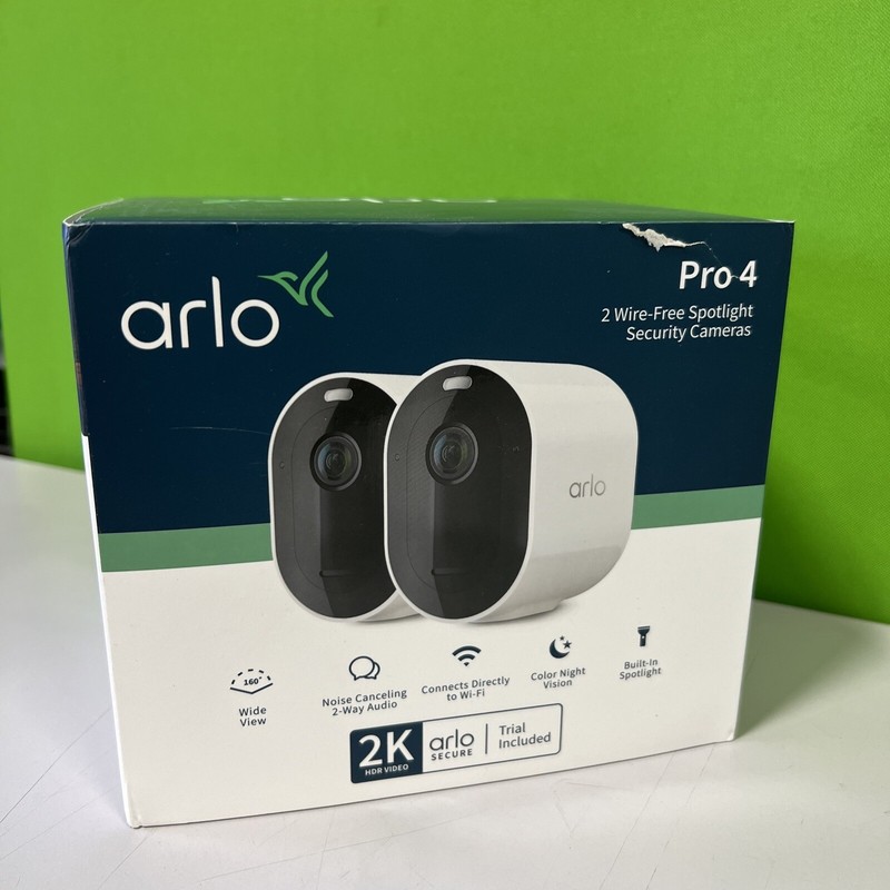 Arlo Pro 4 Wire Spotlight Security Camera - VMC4250P100NAS - White
