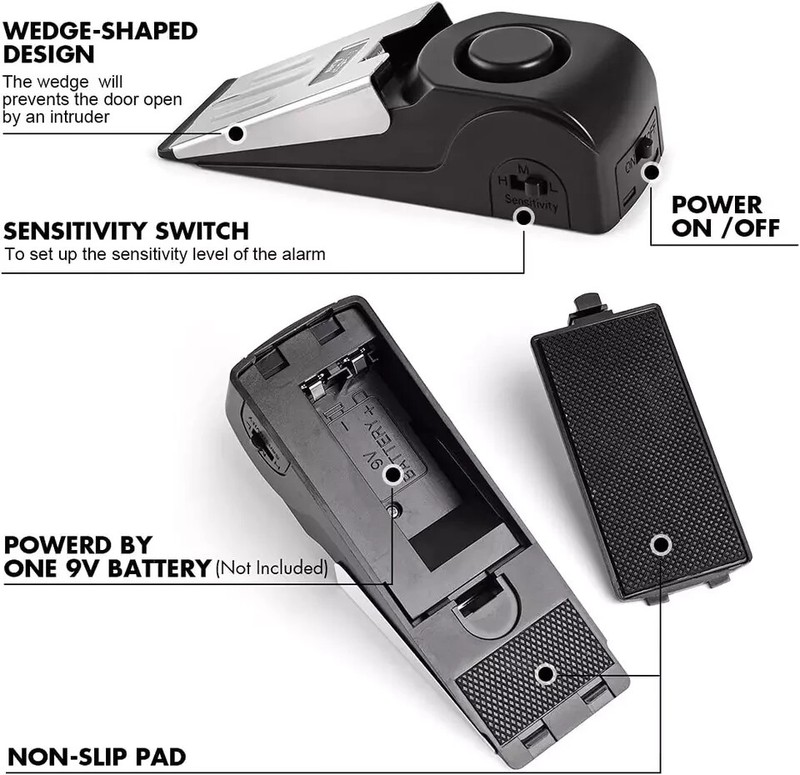 Door Stop Alarm, Door Stopper Security for Home Travel Apartment with 120DB gallery