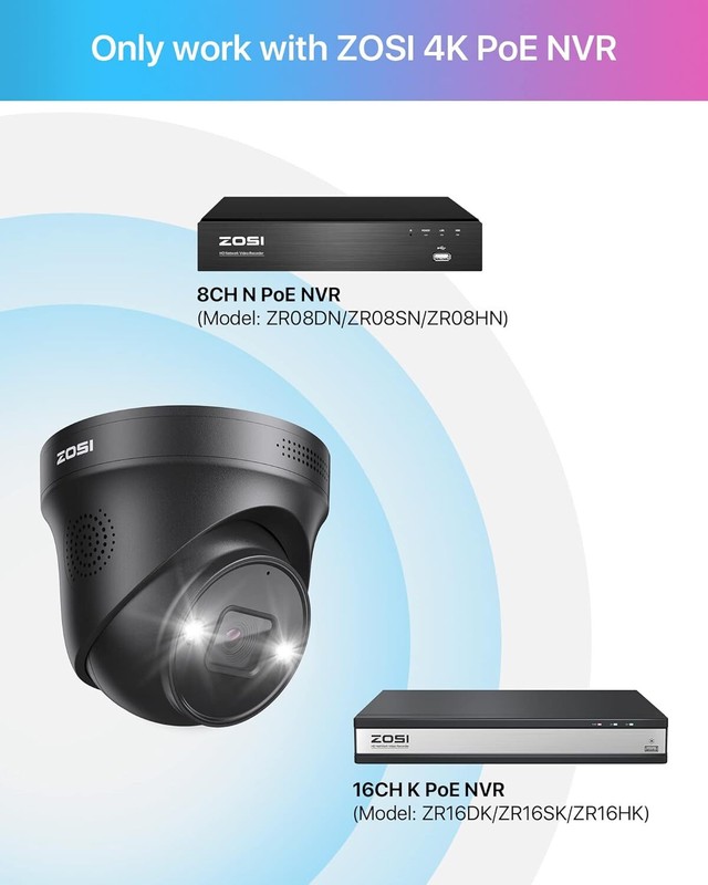ZOSI 4K 8CH 8MP POE Security Cameras System with 2TB HDD AI Human Detect Audio gallery