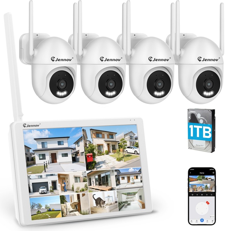 JENNOV Wireless 10CH 5MP Security Camera System 2-Way Audio Human Detection IP66