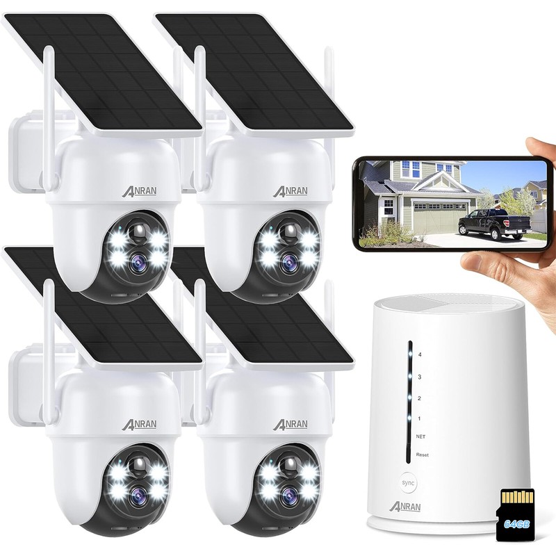 ANRAN WiFi Security Camera System Outdoor Wireless Home IR Solar Battery Powered