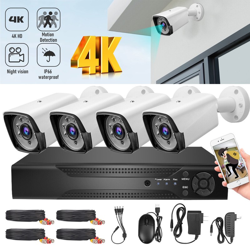 Wired Security CCTV Camera System Outdoor 4CH 8CH H.265 DVR & 4/8x Surveillance