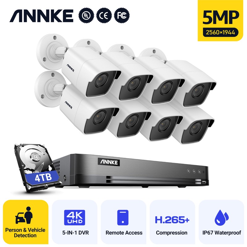 ANNKE 4K 8CH DVR 5MP CCTV Security Camera System Human/Vehicle Detection H.265+
