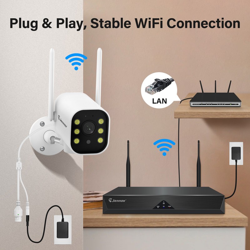 5MP Wireless Security Camera System Metal Outdoor Audio Wifi CCTV 10CH NVR 1TB gallery