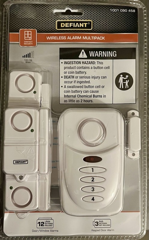 OPEN BOX NEW Defiant Wireless Home Security Door/Window Alarm Kit 4 Sensors
