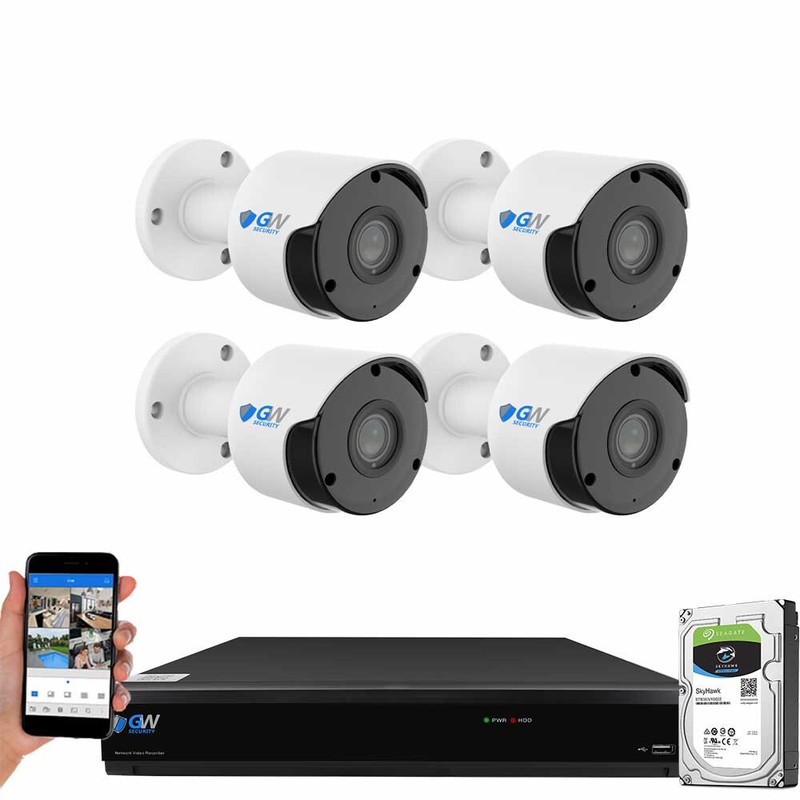 8 Channel 4K DVR (4) 5MP Waterproof HD-TVI AI Bullet Security Camera System