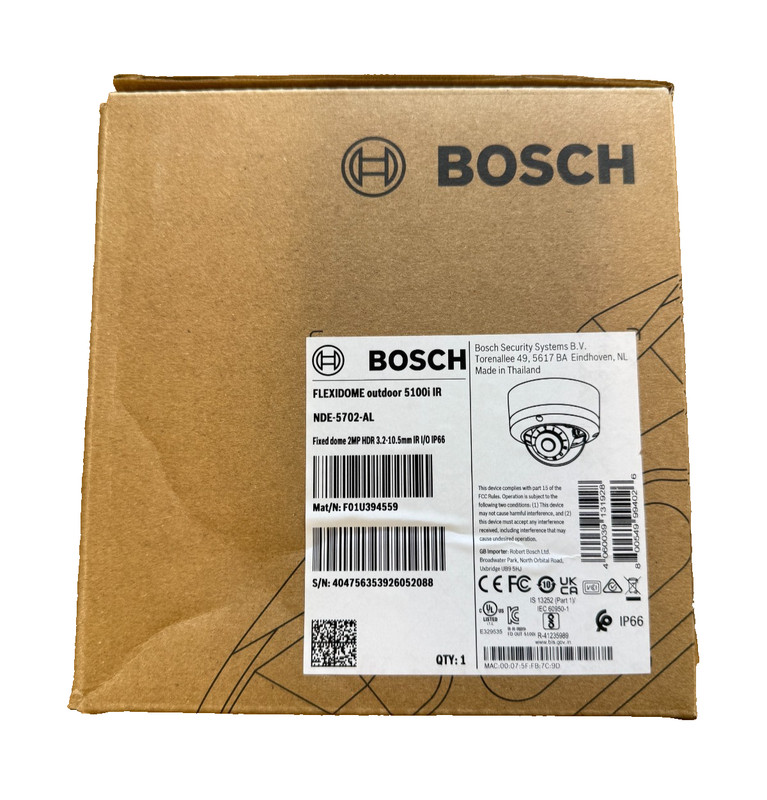 Bosch NDE-5702-AL FLEXIDOME 2MP Outdoor 5100i IR Dome Camera Wired