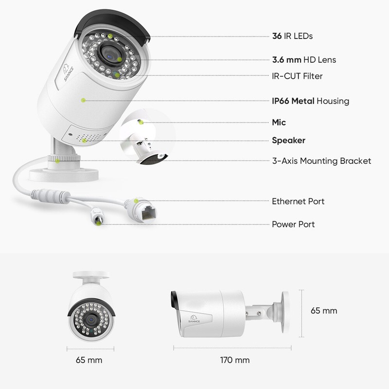 SANNCE 2pcs 3MP POE Security IP Camera Two Way Audio Outdoor for N98PBD System gallery