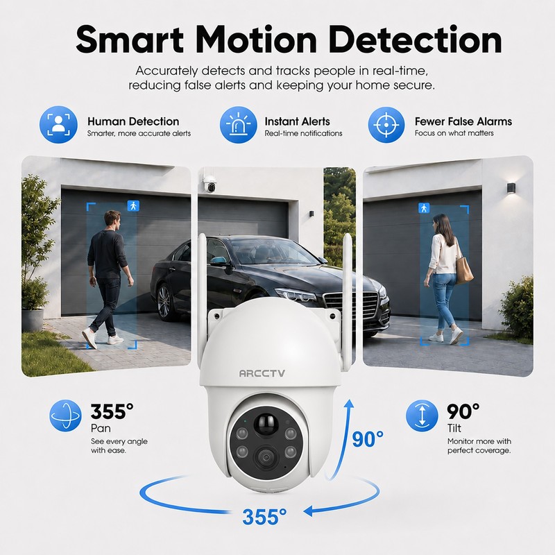 ARCCTV 4MP WiFi6 Wireless Outdoor Security Camera Solar Battery Powered PTZ Cam gallery