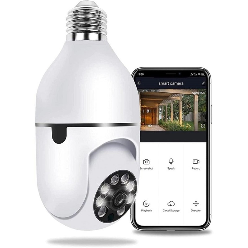 WiFi IP Camera With E27 Mount 2MP HD 1080P With Smartphone App