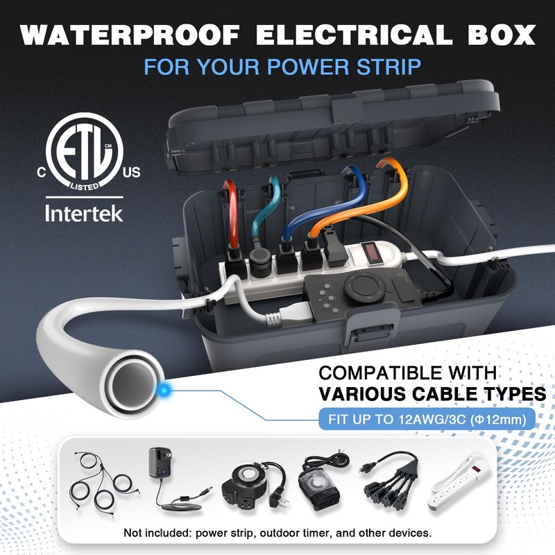 Flemoon IP54 Waterproof Box with Large Capacity Outdoor Weatherproof Gray gallery