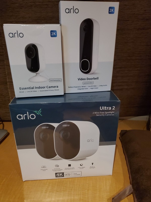 Arlo Ultra 2 spotlight camera (2 pack) plus an indoor camera & video doorbell